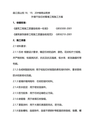 曲江某商业副房大理石、花岗石干挂施工方案.doc