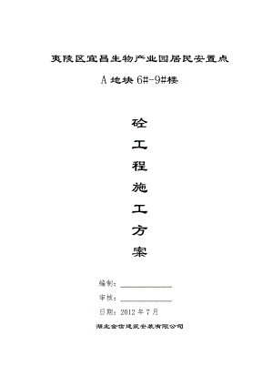 产业园居民安置点砼施工方案.doc