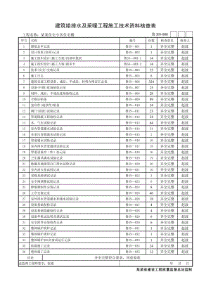 住宅小区住宅楼建筑给排水及采暖工程施工技校资料核查表.doc