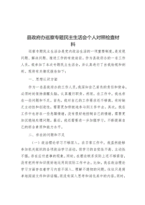 县政府办巡察专题民主生活会个人对照检查材料&集团公司巡察整改情况的通报【笔杆子2022】.docx