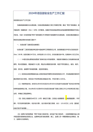 2024年项目部安全生产工作汇报.docx