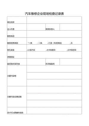 汽车维修企业现场VOCS治理检查记录表.docx