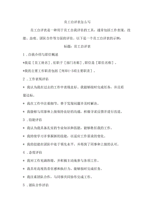 员工自评表怎么写.docx