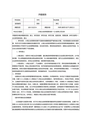 【《小微企业财务管理浅论—以S皮革公司为例》开题报告（含提纲）2700字】.docx
