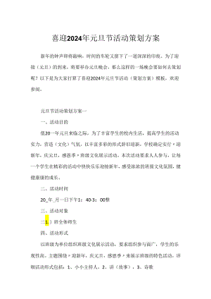 喜迎2024年元旦节活动策划方案.docx