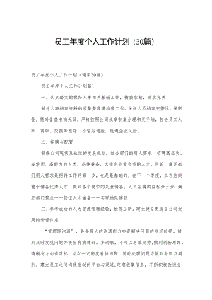 员工年度个人工作计划（30篇）.docx