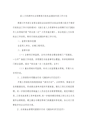 县人力资源和社会保障局行政执法2024年度工作计划.docx