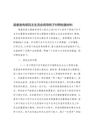 县委宣传部民主生活会领导班子对照检查材料&党课：发扬斗争精神 提高斗争本领.docx