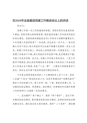 在2024年全县基层党建工作推进会议上的讲话.docx
