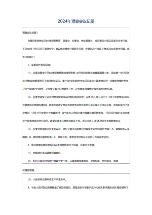 2024年预算会议纪要.docx