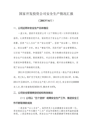 国家开发投资公司安全生产情况汇报.docx