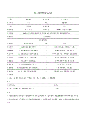 员工岗位绩效考评表.docx