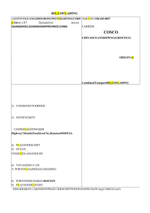 国际贸易实训提单样表.docx