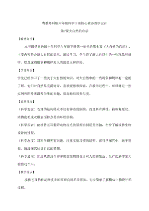 1-7 大自然的启示（教学设计）-六年级科学下册（粤教粤科版）.docx