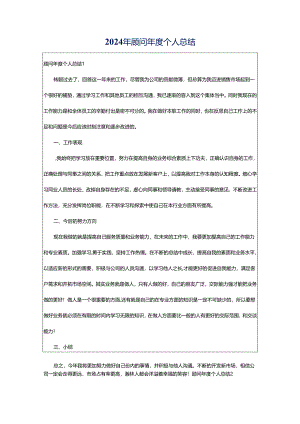 2024年顾问年度个人总结.docx