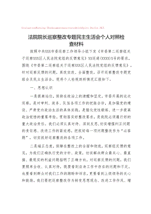 法院院长巡察整改专题民主生活会个人对照检查材料&巡察办主任在全市县处级干部第二批主题教育专题读书班上的发言.docx