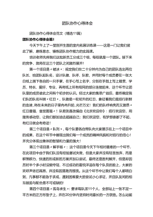 团队协作心得体会范文（精选11篇）.docx