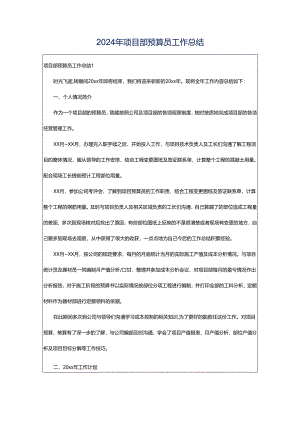 2024年项目部预算员工作总结.docx