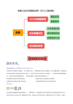 专题12 近代早期的世界（手工工场时期）（解析版）.docx