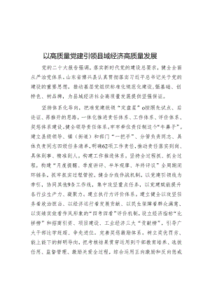 以高质量党建引领县域经济高质量发展.docx