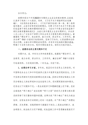 纪委副书记、监委副主任2023年主题教育暨教育整顿专题民主生活会个人对照检查发言材料.docx