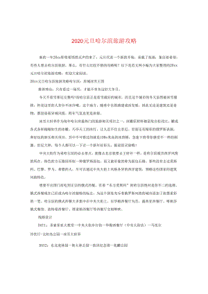 2024元旦哈尔滨旅游攻略.docx