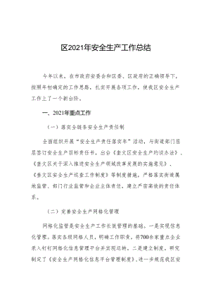 区2021年安全生产工作总结.docx
