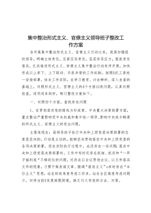 集中整治形式主义、官僚主义领导班子整改工作方案.docx