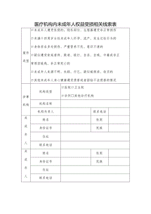 医疗机构内未成年人权益受损相关线索表.docx