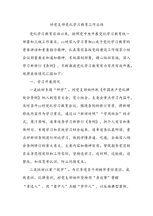 村党支部党纪学习教育工作总结.docx