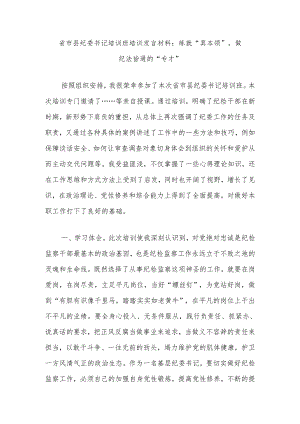 省市县纪委书记培训班培训发言材料：练就“真本领”做纪法皆通的“专才”.docx