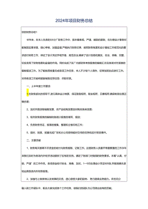 2024年项目财务总结.docx