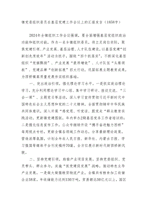 镇党委组织委员在基层党建工作会议上的汇报发言.docx
