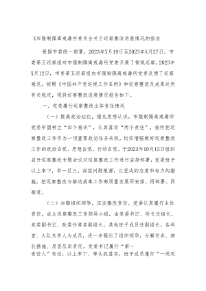 X市强制隔离戒毒所委员会关于巡察整改进展情况的报告.docx