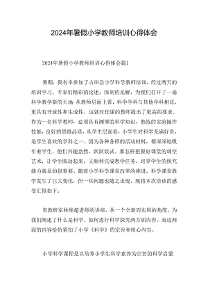 2024年暑假小学教师培训心得体会.docx