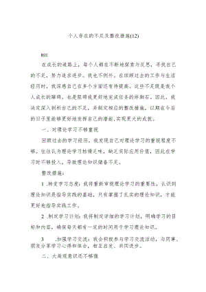 个人存在的不足及整改措施（12）.docx