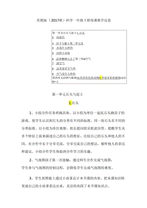 苏教版（2017秋）科学一年级下册每课教学反思（附目录）.docx