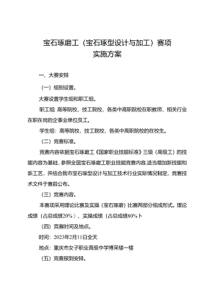 宝石琢磨工（宝石琢型设计与加工）赛项实施方案.docx