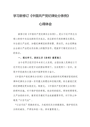 学习新修订的《中国共产党纪律处分条例》个人心得体会 （9份）.docx