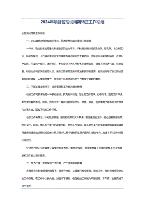 2024年项目管理试用期转正工作总结.docx