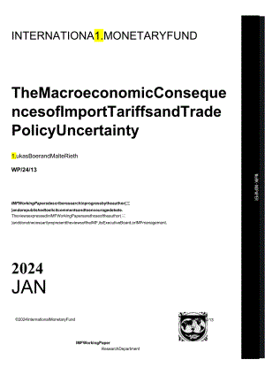 IMF-进口关税和贸易政策不确定性的宏观经济后果（英）-2024.1.docx