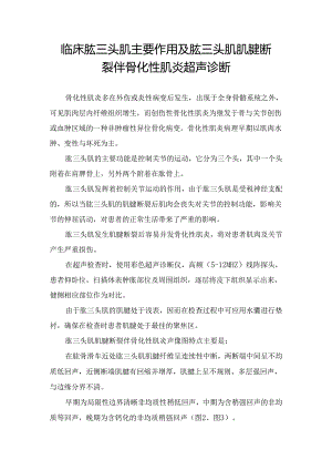 临床肱三头肌主要作用及肱三头肌肌腱断裂伴骨化性肌炎超声诊断.docx