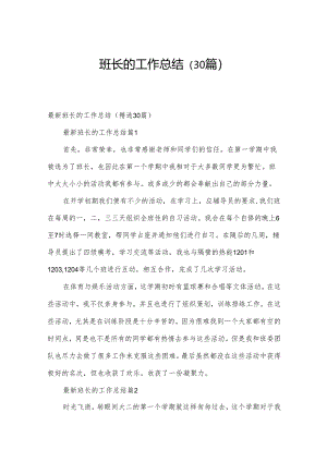班长的工作总结（30篇）.docx