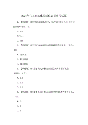 2024年化工自动化控制仪表复审考试题.docx