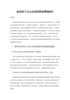 新经济形势下企业全面预算管理问题分析.docx