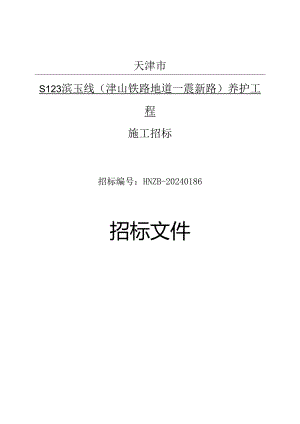S123滨玉线(津山铁路地道一震新路)养护工程施工招标.docx
