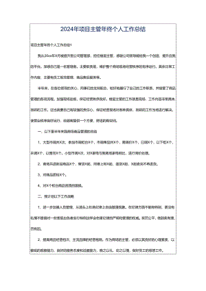 2024年项目主管年终个人工作总结.docx