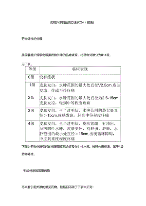 药物外渗的预防方法2024（附表）.docx