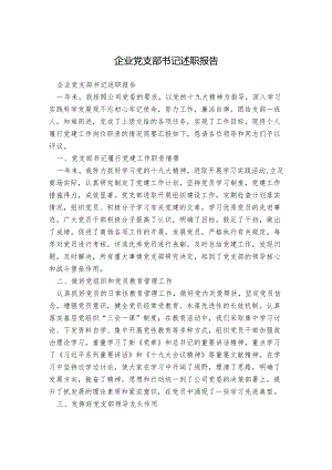 企业党支部书记述职报告.docx