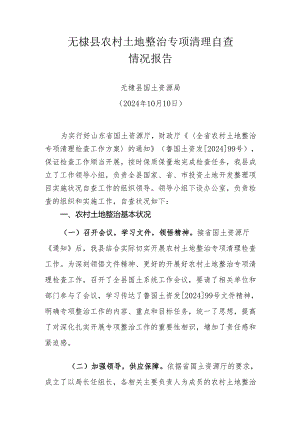 无棣县农村土地整治专项清理检查工作自查报告(2024[1].10.11).docx